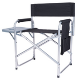 Premium Black Camping Chair with Side Table & Cup Holder – 130kg Capacity